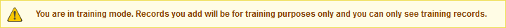 Warning message for training mode